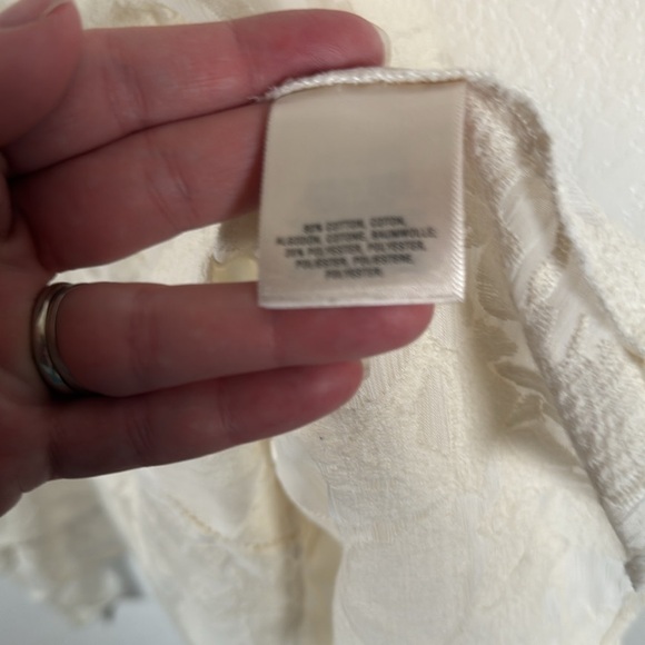 Anthropologie Circa 19 Hundred Cream Babydoll Lace Tank Asymmetrical Hem Size Sm - Picture 5 of 8